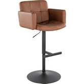 Stout Adjustable Swivel Bar Stool & Black Metal & Camel Leatherette